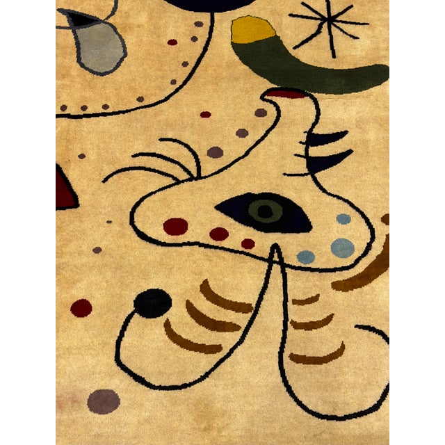 Mid 20th Century French Artistic Designed After J. Miro Rug 6'0" X 6'7'' For Sale - Image 10 of 12