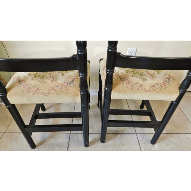 Pair Vintage Ladderback Chairs - Courting Couple Tapestry Seats For Sale - Image 11 of 11