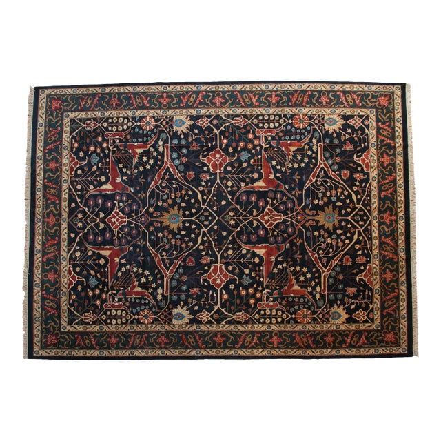 1980s Vintage Indian Bijar Design Wool Carpet For Sale