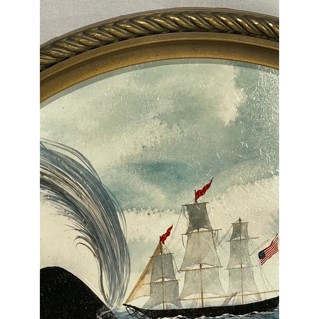 Whale & Sailing Ship Maritime Folk Art — 13” Hand-Textured Fine Art Print For Sale - Image 9 of 9