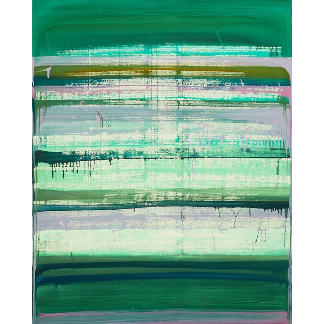 "Resetting Myself Again by Doing Absolutely Nothing / Lilac Green" Large Abstract Acrylic Painting by Simon Findlay For Sale