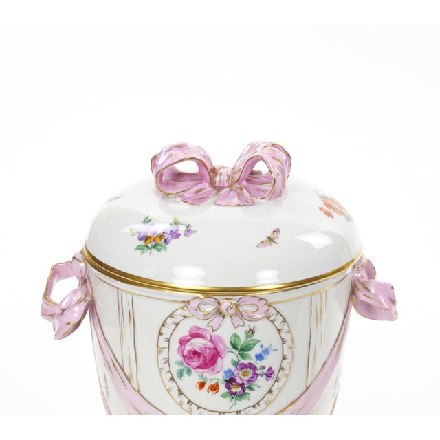 KPM Porcelain Covered Centerpiece Vase / Ribbon Decoration, Germany, Circa 1960 For Sale - Image 10 of 14