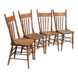 Set of Four French Farmhouse Press Back Dining Room Chairs For Sale