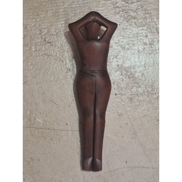 Wood Vintage Hand-Carved Wood Figural Nut Opener (Reclining Woman) For Sale - Image 7 of 9
