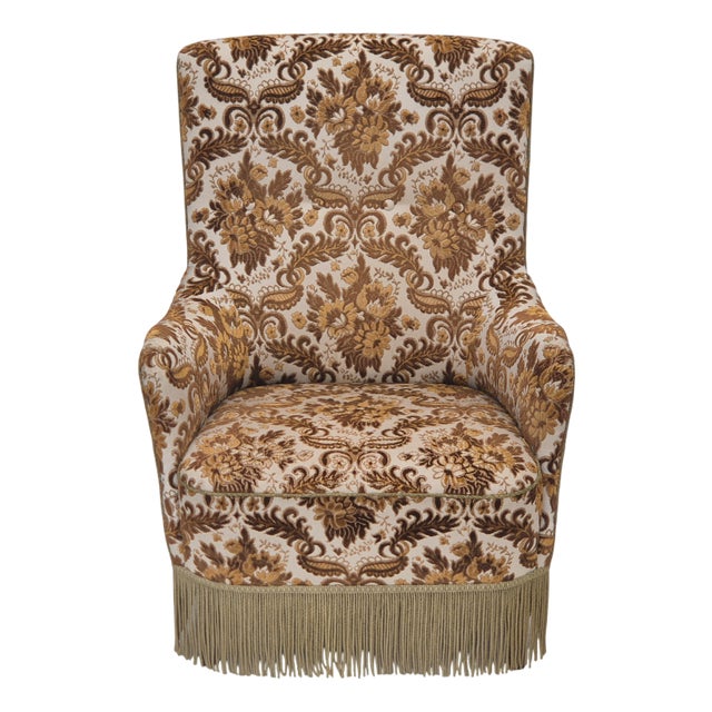 Danish Highback Armchair in Furniture Velour Fabric & Ash Wood, 1960s For Sale