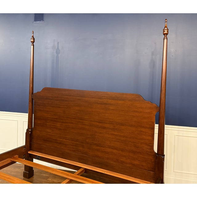 Wood Traditional King Size Pencil Post, Two Post Bed by Leighton Hall - Showroom Sample For Sale - Image 7 of 10