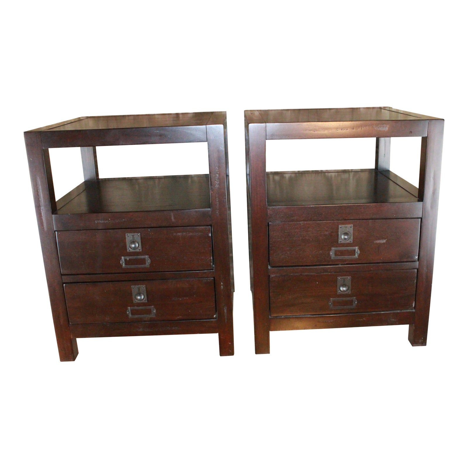 Campaign Style Pottery Barn Rhys End Tables A Pair Chairish
