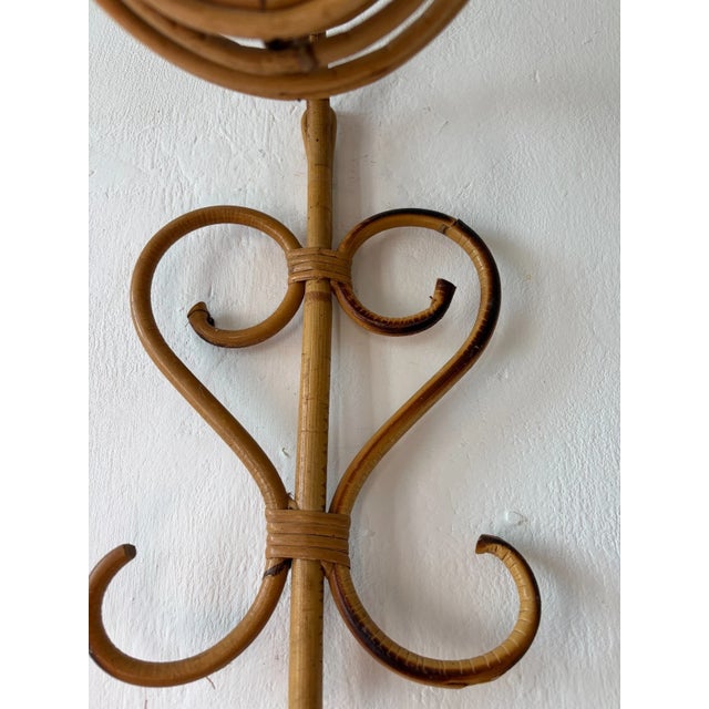 Brown Midcentury Rattan Bamboo Lantern Pair Louis Sognot Style Italy 1960 For Sale - Image 8 of 11