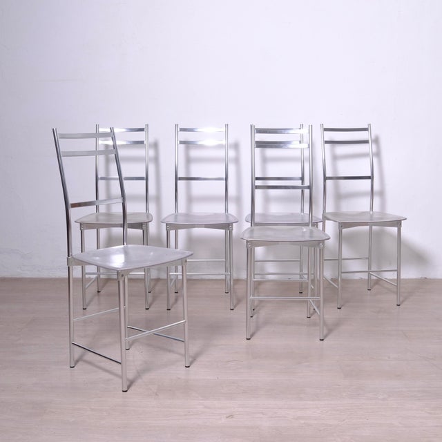 Beautiful and iconic Ycami chairs by Bagutta Italia, anodized aluminum frame and transparent polycarbonate seat. Good...