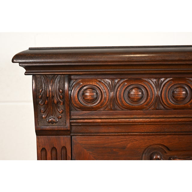 Berkey & Gay Style Antique Chippendale Carved Walnut and Burl Wood Bookcase or Bar Cabinet, Circa 1920s For Sale - Image 9 of 18