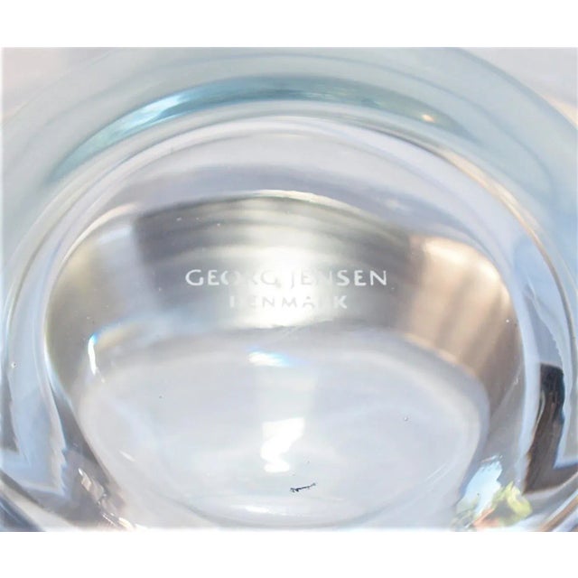 Georg Jensen, Silver Company, silver striped glass centerpiece crystal bowl/vase. Measures 12” wide, 9” high and 3 ¾” top...