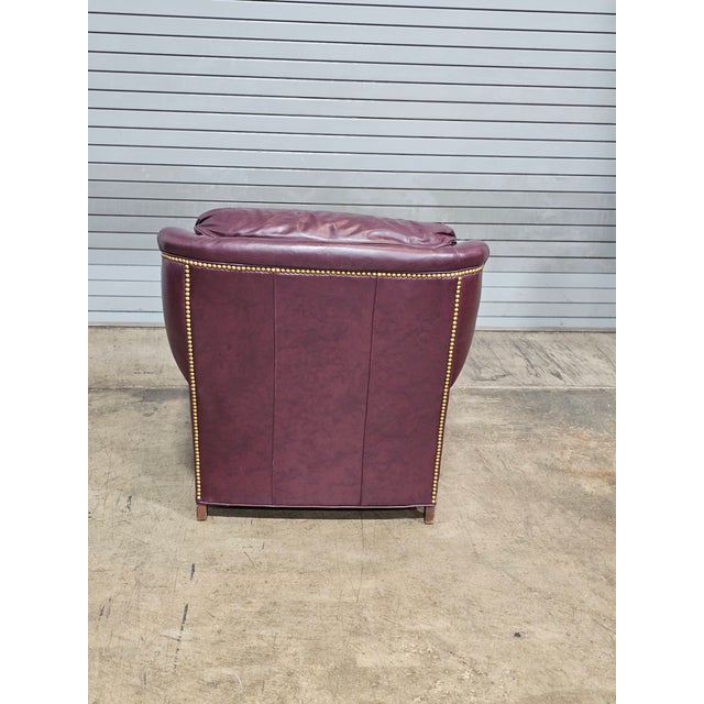 Late 20th Century Hancock & Moore Burgundy Leather Club Chair Arm Chair W Match Ottoman Made in the Usa For Sale - Image 10 of 14