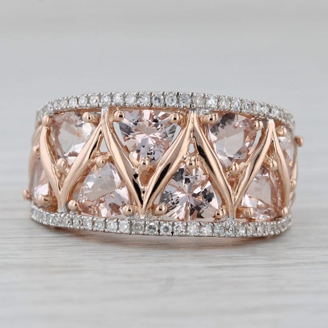 Gemstone Information: - Natural Morganite - Total Carats - 3ctw Cut - Trillion Color - Peach Pink Treatment - Heated -...