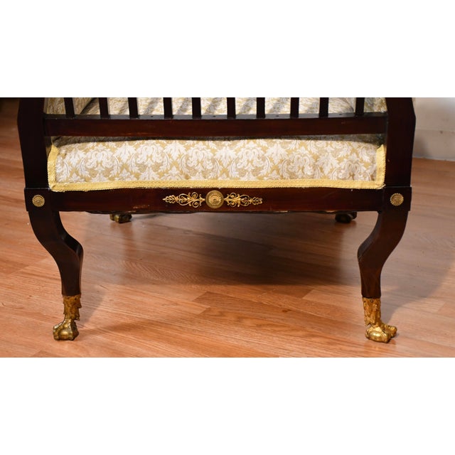 Brown 1890s Antique French Empire Mahogany Spring-Seat Daybed / Chaise Lounge For Sale - Image 8 of 18