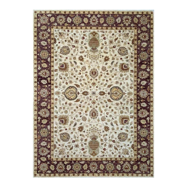 10x14 Handwoven Indian Agra Area Rug - 107053 For Sale
