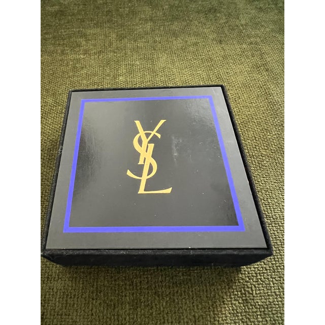 Rare YVES SAINT LAURENT "YSL" Gold Plate Cufflinks In Original Blue Velvet Case For Sale - Image 14 of 18
