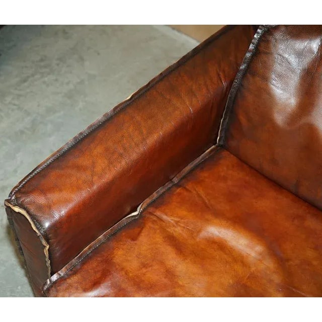 Animal Skin Art Deco Whisky Brown Leather Club Armchairs, Set of 2 For Sale - Image 7 of 18