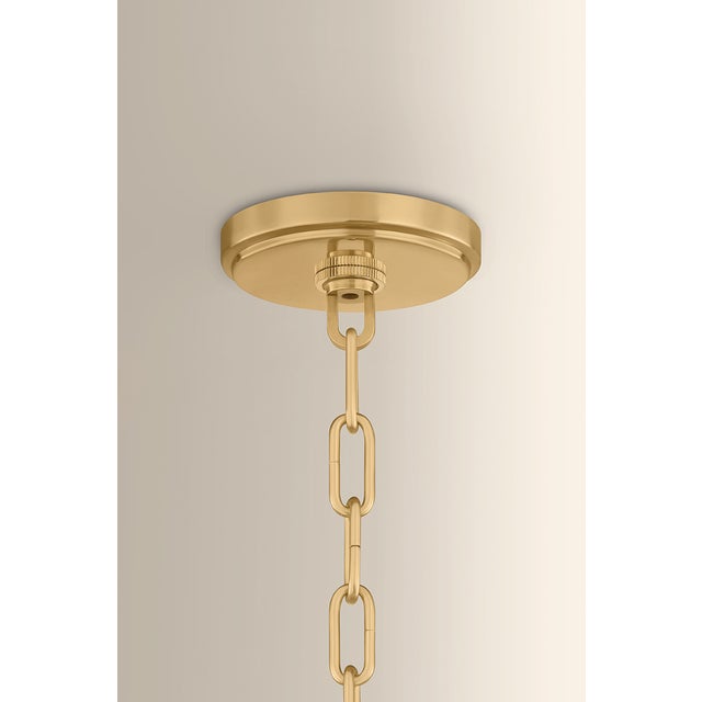 2020s Hudson Valley Lighting Southfields 10.25 in. 1 Light Pendant in Aged Brass and Ceramic Cream Pebble Finish For Sale - Image 5 of 8