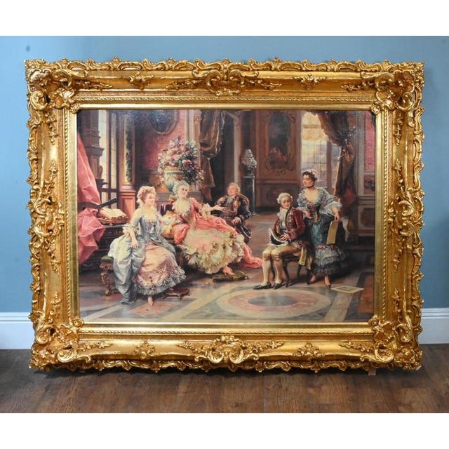 French Artist, Louis XVI Chateau Scene, Large Print, Framed For Sale - Image 7 of 7