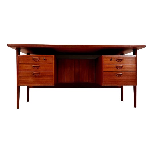 Vintage Danish Teak Desk by Kai Kristiansen for FM Møbler, Denmark, 1960s For Sale