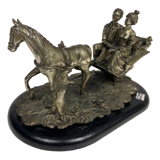 Carriage Sculpture with Horses Laminated in Silver, Italy, 1970s For Sale