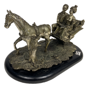 Carriage Sculpture with Horses Laminated in Silver, Italy, 1970s