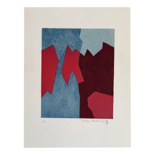 Serge Poliakoff, Composition in Red and Blue L68, 1968, Lithograph For Sale