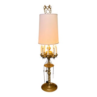 Antique Moorish Revival Lion Motif Brass Eight-Light Figural Lamp, Circa 1900 For Sale
