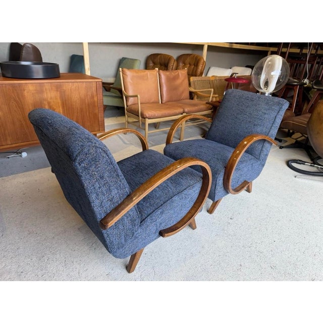 Art Deco Armchairs attributed to Jindrich Halabala, Set of 2 For Sale - Image 6 of 18