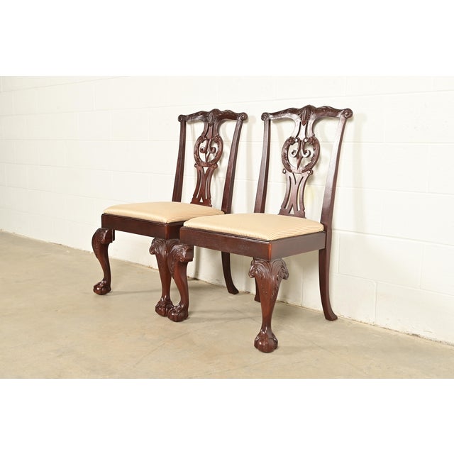 Baker Furniture Chippendale Carved Mahogany Side Chairs or Dining Chairs, Pair For Sale - Image 13 of 13