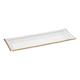 Cassiel Rectangular Trays with Jagged Gold Rim, Set of 2, Large For Sale