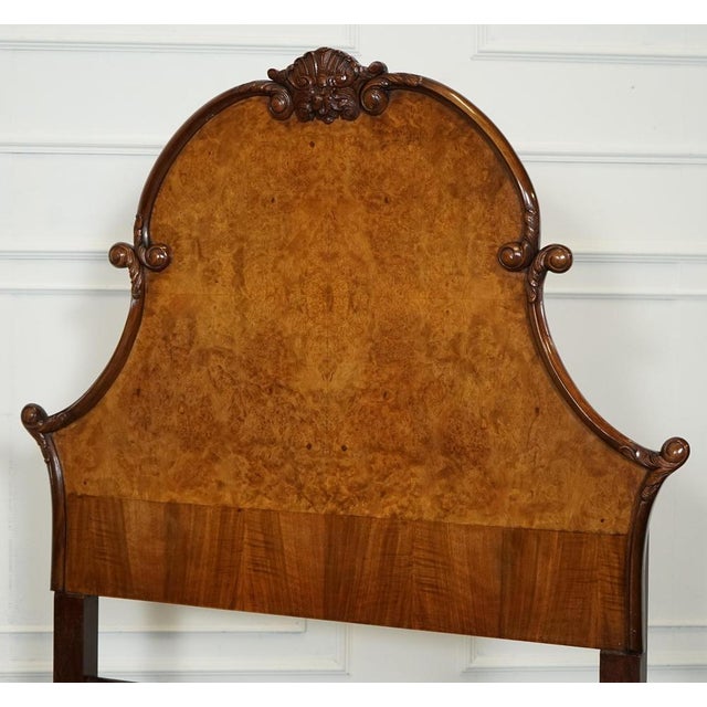 Art Deco English Burr Walnut Vono Bedstead Frame with Queen Anne Legs, 1930s For Sale - Image 5 of 18