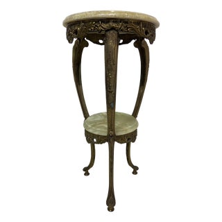 Brass and Italian Onyx Plant Stand, 1959 For Sale
