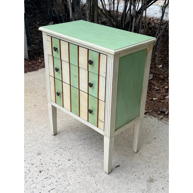 Small Green Stripe 3 Drawer Chest For Sale - Image 9 of 10