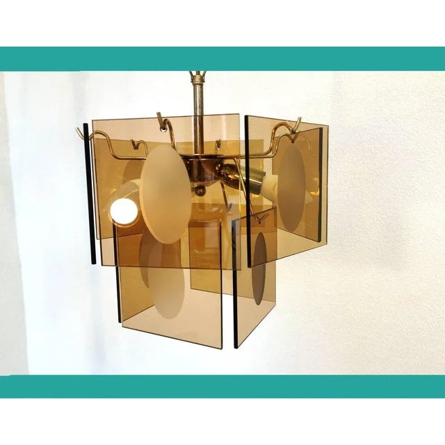 Mid-Century Modern Mid-Century Chandelier in Smoked Glass from Vistosi, 1960s For Sale - Image 3 of 11