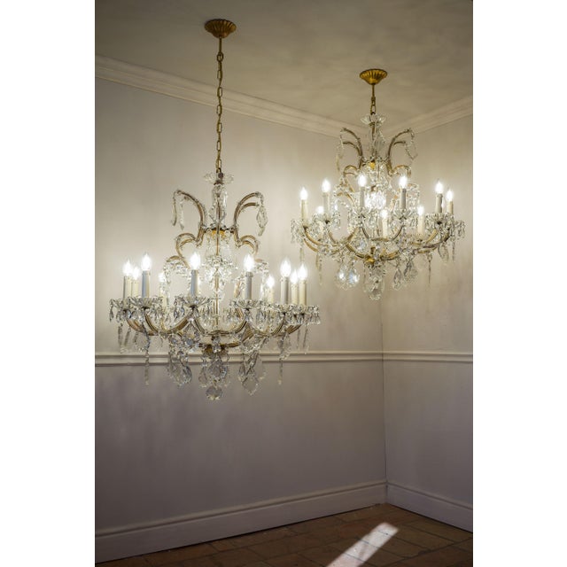 Maria Theresa Style Crystal 13-Light Chandeliers, 1930s, Set of 2 For Sale - Image 14 of 14