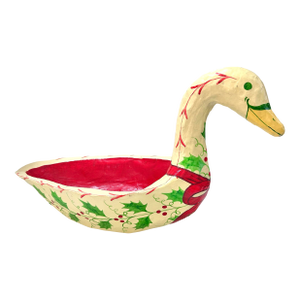 Swan Bowl - Vintage Paper Mache – Hand Painted Christmas Swan Centerpiece Dish