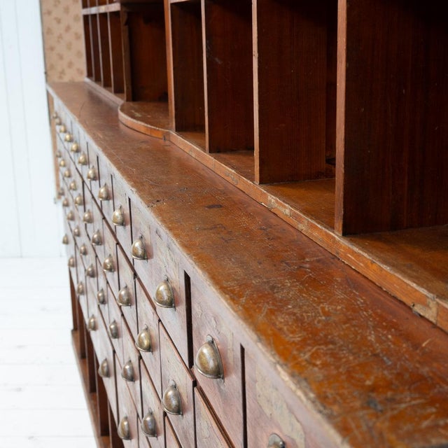 Wood Large Vintage Hardware Store Cabinet, 1920 For Sale - Image 7 of 8