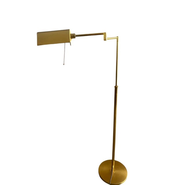 Vintage Brass Bankers Floor Lamp with Articulated Arm, 1960s For Sale - Image 4 of 18