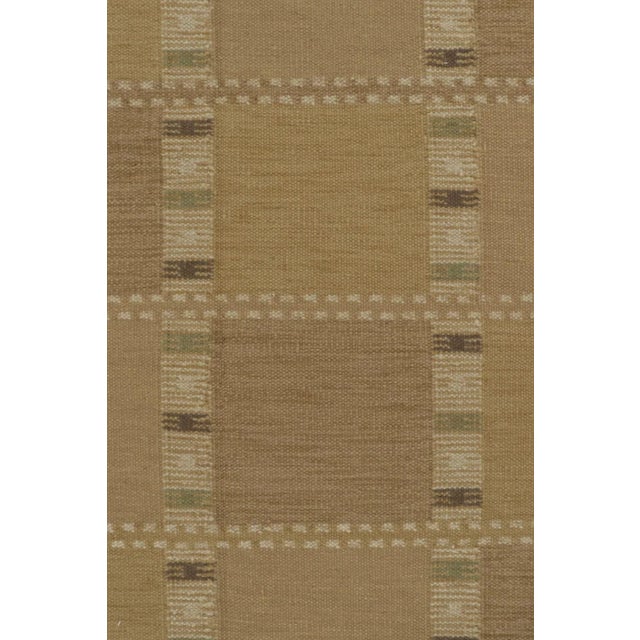Rug & Kilim Scandinavian Style Custom Flatweave Rug With Geometric Design For Sale In New York - Image 6 of 12