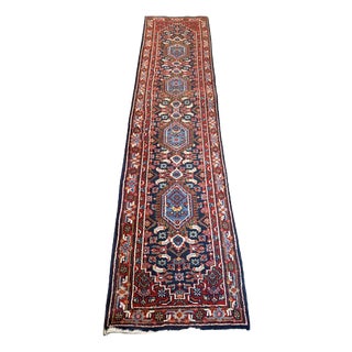 Hand Knotted Heriz Runner with Vibrant Colours For Sale