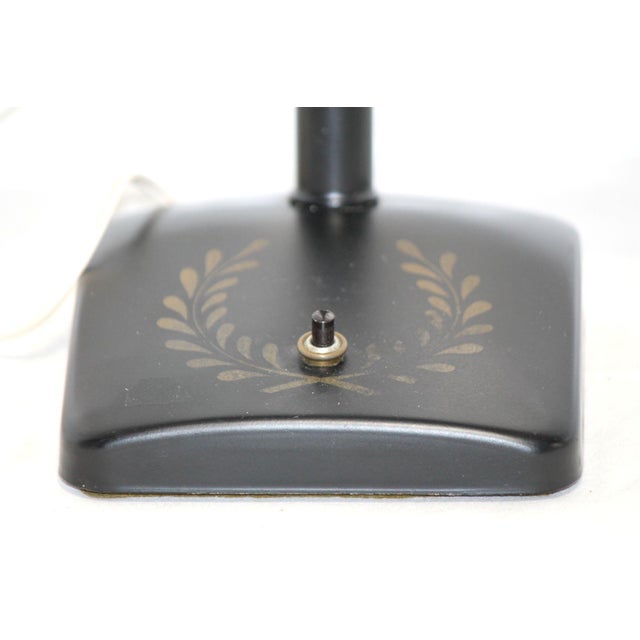 Italian Vintage Toleware Metal Gooseneck Desk Lamp For Sale - Image 3 of 5