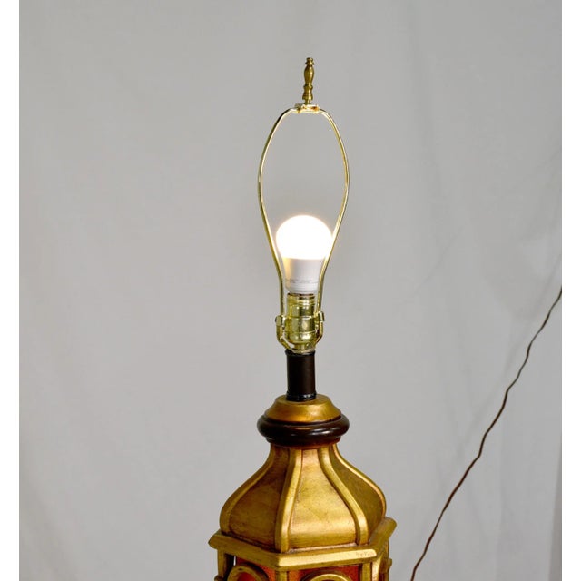 Gold Contemporary Moroccan Style Gilt Lanterns With Faux Glass in Amber - a Pair For Sale - Image 8 of 12