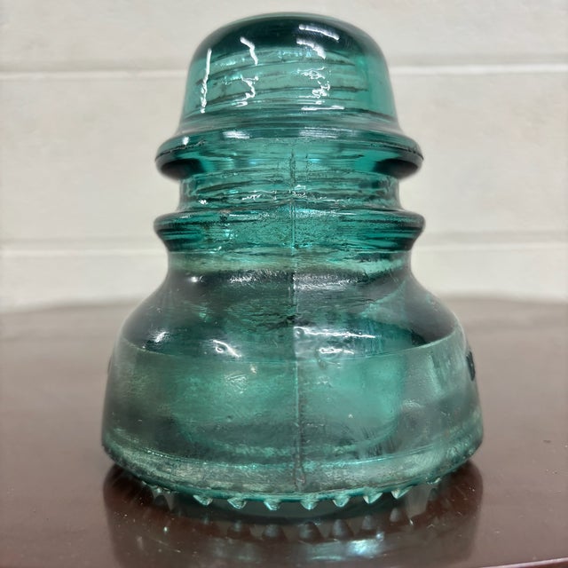 Antique Hemingray 40 Teal Glass Insulator For Sale - Image 4 of 6