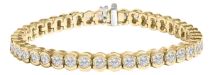 14K Yellow Gold 8.00 Cttw Half Bezel Set Diamond Tennis Bracelet (H-I Color, SI2-I1 Clarity) - 7" Inches