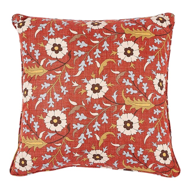 Schumacher Floralia 22" Pillow in Pompeii For Sale
