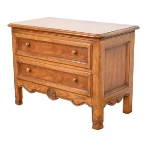 Heritage French Provincial Louis XV Carved Walnut Commode or Nightstand, Circa 1960s