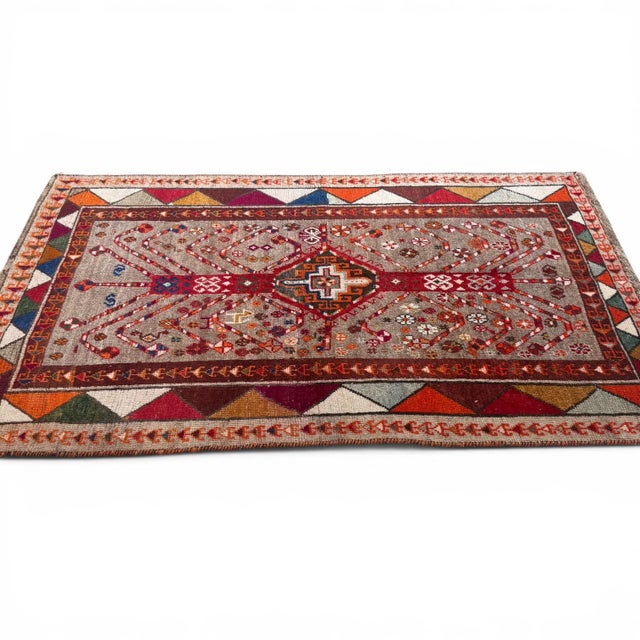 Antique Qashqai Rug | Geometric Medallions and Bold Tribal Border | 4x7 For Sale In Los Angeles - Image 6 of 6