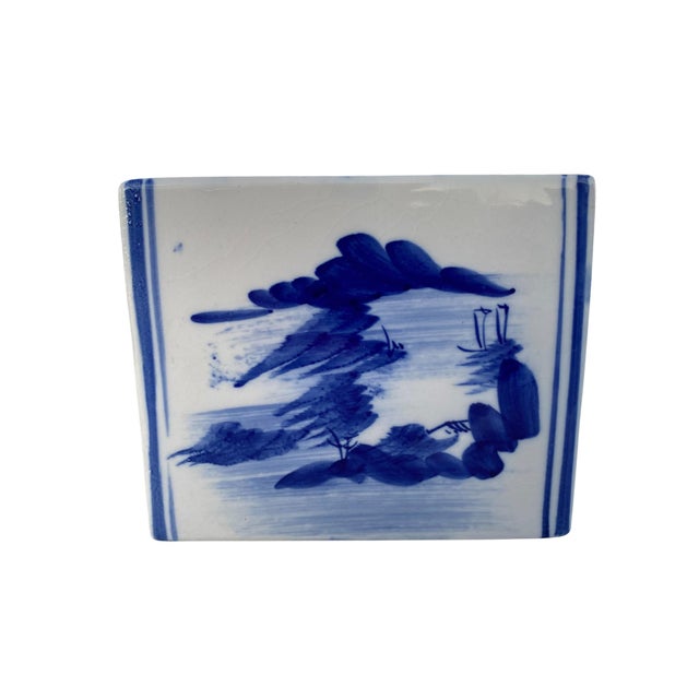 Blue Late 19th Century Chinese Blue & White Porcelain Opium Pillow For Sale - Image 8 of 13