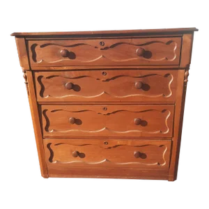 Antique Edwardian Walnut Chest of Drawers on Wheels